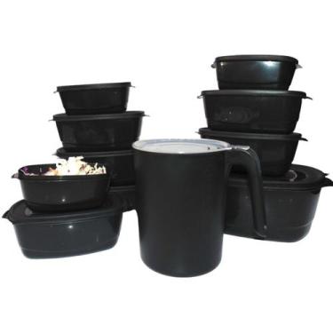 Imagem de Conjunto 10 Potes 1 Jarra Marmita Organizador Plasticos - Casa Bella, 