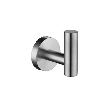 Imagem de Conjunto de acessórios para banheiro Kit de acessórios de aço inoxidável escovado Suporte de parede redondo Barra de mão Suporte de rolo de papel higiênico Gancho de toalha de roupão, SS, Gancho de r