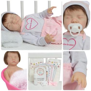 Imagem de Bebê Reborn Menina Recém Nascida Com Lindo Conjunto e Itens - Cegonha 