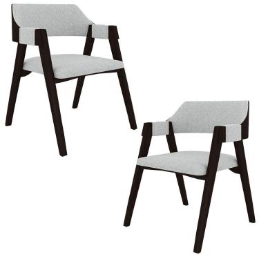 Imagem de Kit 2 Cadeiras Sala De Jantar E Jogos Carteados Madeira Maciça Poker Linho Cinza-tabaco G42 - Gran Belo