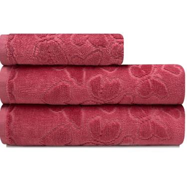 Imagem de Jogo de Toalhas 3 Peças Banho e Rosto Döhler 100% Algodão Aveludada Romance