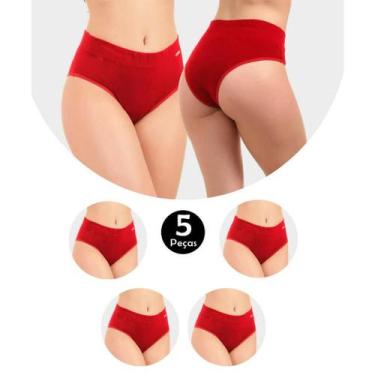 Imagem de Kit 5 Calcinhas Silvana IMI Lingerie Cintura Alta em Algodão Conforto 