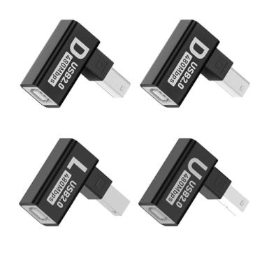 Imagem de cablecc 4 Unidades/Lote 480Mbps Tipo B Macho Usb 2.0 Para Adaptador De Extensão Fêmea 90 Graus Horizontal Vertical Angular Impressora Scanner