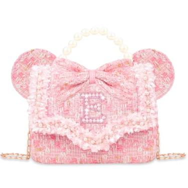 Imagem de Bolsa infantil de presente para meninas – Bolsa tiracolo para meninas, bolsa tiracolo com flores de pérolas, bolsas de ombro para princesas, rosa, E