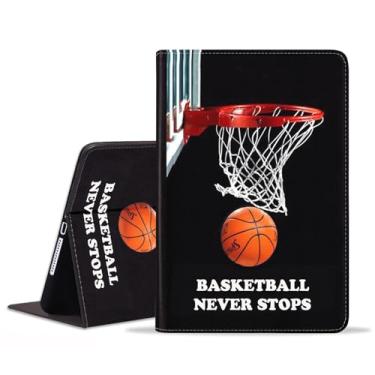 Imagem de JDHJFBFJNP Capa para Samsung Galaxy Tab S10 FE+/S10 FE Plus 13,1 polegadas 2025 (modelo: SM-X620/X626B), capa fólio de couro PU premium com suporte para hibernar/despertar automático, basquete nunca