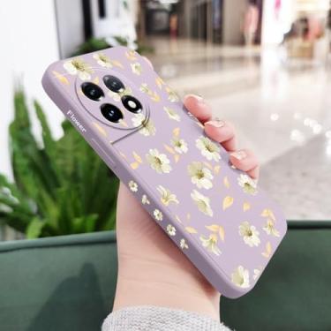 Imagem de Capa de celular com estampa de flores para OnePlus 12, 12R, 11, 11R, 10, 10R, 10T, 9R, 9RT, 9, 8T, 8, 7, 7T Pro 5G, capa de silicone líquido, roxo claro, para OnePlus 10 Pro
