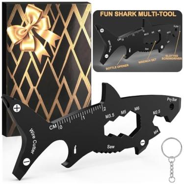 Imagem de Presentes de Dia dos Namorados para ele – Chaveiro de tubarão exclusivo multiferramenta EDC, pequeno e legal ideia de presente de aniversário para namorado, marido, pai, acessório divertido de Páscoa