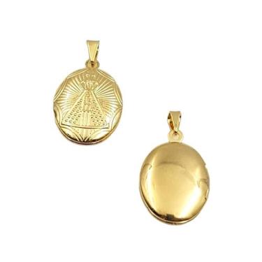 Imagem de Pingente Relicário Nossa Senhora Aparecida Banhado a Ouro - Lazzuli Jo