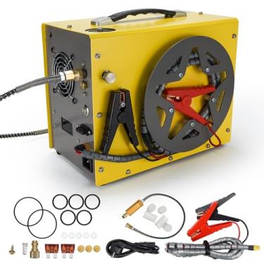Imagem de WLCSNG Compressor De Ar Pcp, Parada Automática, Alimentado Por Corrente Contínua 12 V, Para Carro Ou Residência, 110 V/220 4500 Psi/30 Mpa/300 Bar, Sem Óleo/Água, Carretel Arame, Design Portátil, Pc