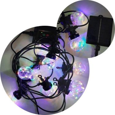 Imagem de Pisca Varal Cordão Solar Natal 10 Lâmpadas LEDs Colorido 5M
