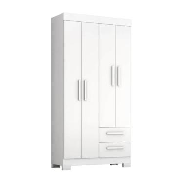 Imagem de Guarda Roupas Solteiro 4 Portas 2 Gavetas Malta Branco Flex Notável