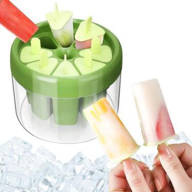 Imagem de Forma Molde Fazer Picolé Sorvete 8 Palitos Reutilizável Verde - ShopMi