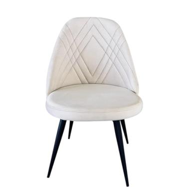 Imagem de Cadeira Giratória com Base em Aço Preto Clara - Exclusiva Veludo Creme