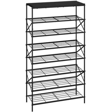 Imagem de IBUYKE Sapateira de 8 níveis, organizador de armazenamento de sapatos de grande capacidade para 32 pares de sapatos, rack de armazenamento de sapatos de metal com prateleira para entrada corredor