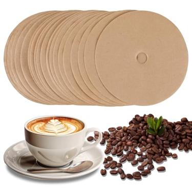 Imagem de YBEATY Filtros de café descartáveis de 300 unidades, 9,5 cm, filtro de café sem sabor, filtros naturais de filtragem marrom cru para acampamento, cafeteira, uso em casa, escritório, remover depósitos