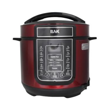 Imagem de Panela de Pressão Elétrica Digital BAK 5L 900W 127V Vermelha com 14 Programas, Painel Touch e Cuba Antiaderente