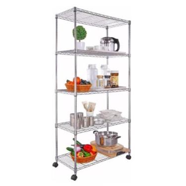 Imagem de Estante de Aço  Cromado  75x35x150  Uteall  Com rodízios