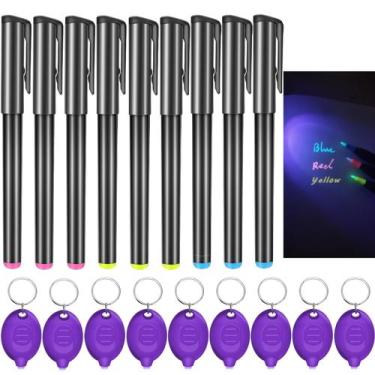 Imagem de Caneta de tinta invisível Daemson Spy com 9 mini chaveiros LED UV