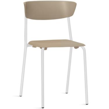 Imagem de Cadeira Empilhável Fixa Atom F02 Base Aço Branco Nude - Lyam Decor
