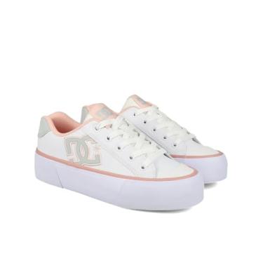 Imagem de DC Shoes Tênis de skate feminino Chelsea Platform, Branco/cinza/blush, 37