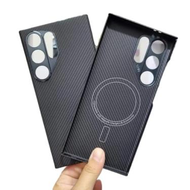 Imagem de Waillynice Capa de fibra de carbono original para Samsung Galaxy S24 Ultra anti-queda com design de capa de fibra de aramida S24ultra (600D (Mag) RingFine, para S24 Ultra)