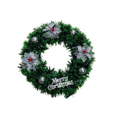 Imagem de Coroa de Natal para Porta 34cm Reforcada e Acolhedora Design Tridimensional com Textura Luxuosa e Presenca Elegante(PRATA)