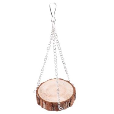 Imagem de AYNEFY Brinquedo Pendurado Em Poleiro para Pássaros, Balanço de Madeira para Animais Pequenos, Centro de Atividades para Hamsters, Ratos, Papagaios e Esquilos (Tamanho pequeno)