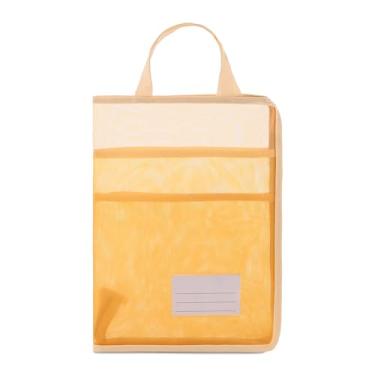 Imagem de Valtiner Bolsa de malha com zíper A4 com alça, 35,5 x 25,4 cm multicamadas transparentes papelaria documentos organizador de armazenamento de nylon, pasta de arquivos leve para material de escritório