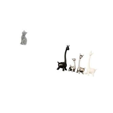 Imagem de Fenteer Estátua de Gato Girafa de Resina, Estatueta Decorativa, Escultura Animal, Cerâmica, Colecionável, Moderno, Criativo, Ornamento para Entrada, Mesa, Esc