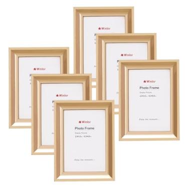 Imagem de Winlor Mini porta-retratos de 6 x 9 cm (pacote com 6) – Porta-retratos tamanho carteira pequena, para parede, mesa, casa, decoração de escritório, conjunto de molduras Polaroid compactas duráveis para