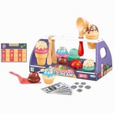 Imagem de Brinquedo Sorveteria Infantil Jogo de Sorvete DIY Conjunto Educativo com Display Acessórios e Menu para Crianças