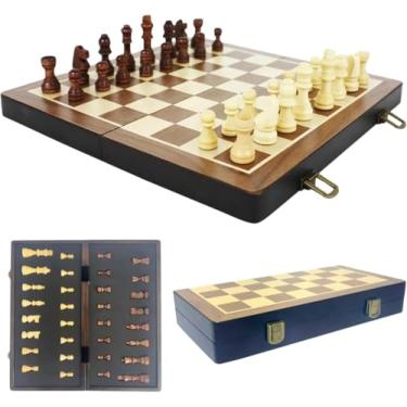 Imagem de Jogo Xadrez Tabuleiro De Madeira 40x40 Cm Profissional