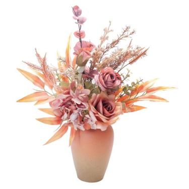 Imagem de Arranjo de flores artificiais LUEUR Roses Hydrangea com vaso
