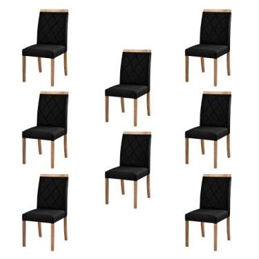 Imagem de Kit 8 Cadeiras Decorativas Sala de Jantar Luxo Anita Facto Preto - Moz