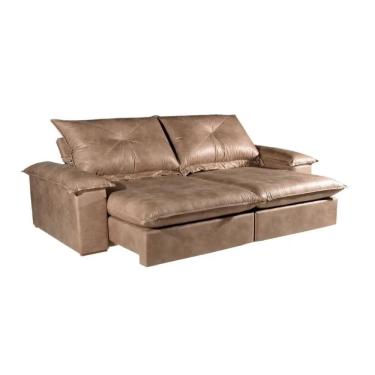 Imagem de Sofá 4 Lugares Retrátil Amsterdã Veludo Bege 250cm