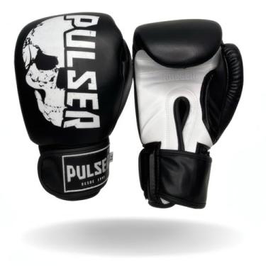 Imagem de Luvas de Boxe Muay Thai Preto Caveira Branca Pulser (14oz)