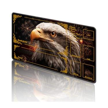 Imagem de TOEMZTFT Tapete de brinquedo para MTG, com bolsas de armazenamento grátis, tapete de jogo 61 x 35,5 cm, TCG e tapete de jogo de tabuleiro para cartas, tapete de mesa de mousepad, American Eagl