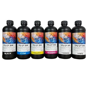 Imagem de Tinta UV TPU 500 ml × 6 para tecidos têxteis com logotipo de etiqueta 3D para impressora plana UV e impressão UV DTF em filmes TPU para impressoras XP600 i3200 i1600 L805 DX5 DX6 DX7 DX10 (500 ml × 6