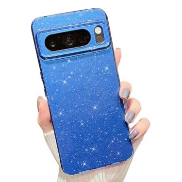Imagem de MINSCOSE Capa compatível com Google Pixel 8 Pro, linda capa brilhante de TPU fina e fina à prova de choque para mulheres e meninas para Google 8 Pro de 6,7 polegadas - azul escuro