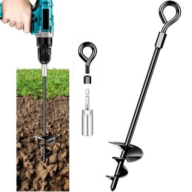 Imagem de Payivsve Âncoras de solo 1 pacote, âncoras de balanço resistentes, âncora de terra espiral para trampolim, acampamento, galpão, dossel, âncora de trampolim de metal resistente a vento forte