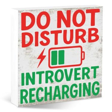 Imagem de Do Not Disturb Introvert Recharge, placa de mesa de madeira, branca, presente para escritório, casa, espaço de trabalho, colegas de trabalho, amigos, cubículo, casa de fazenda, decoração de mesa