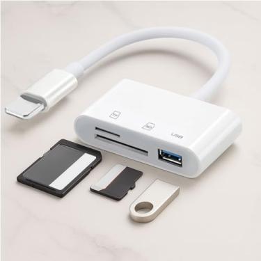 Imagem de Leitor de cartão de porta IP 3 em 1 – Leitor de cartão de memória com adaptador de câmera USB Plug and Play, visualizador de câmera de jogo de trilha, suporta cartão SD e TF adaptador de cartão