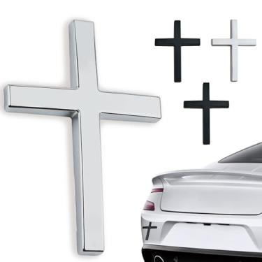 Imagem de 4 peças de metal Jesus Cristo adesivos de crachá para carro e caminhão corpo para-lama cauda - 2,5" × 1,20.3 cm 3D Christian Auto Emblem decalque, autoadesivo à prova d'água decoração exterior