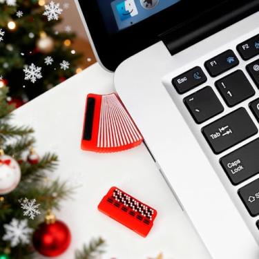 Imagem de Pen Drive USB de 32 GB Dual USB Pen Drive Dispositivo de Armazenamento de Dados Externo Bonito Estojo de Instrumento Musical Perfeito para Presente para Família e Amigos (Acordeão Branco)