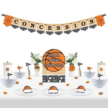 Imagem de Big Dot of Happiness Nothin' But Net - Basquete - Placas de concessão de chá de bebê ou festa de aniversário DIY - Kit de decoração de lanchonete - 50 peças