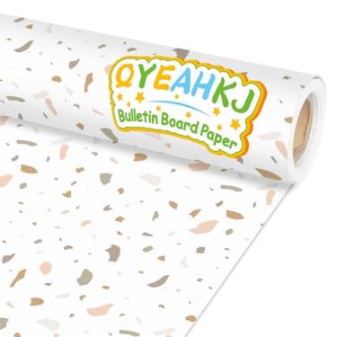 Imagem de Qyeahkj Terrazzo Bulletin Board Paper Roll Terrazzo Bulletin Board Background Paper Color Light Color Fade Resistant Classroom Decoration Poster Art Craft Home Wall Education Decor Supplies 45 cm x 6