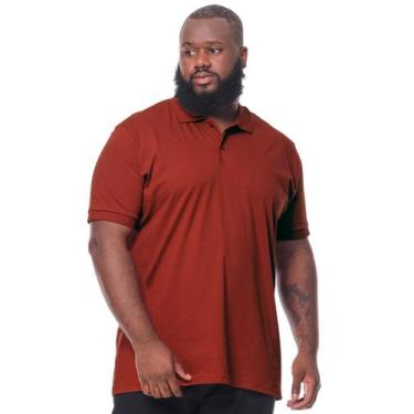 Imagem de Camisa Polo Plus Size Masculina Lisa Com Punho Tijolo - ANISTIA, G4