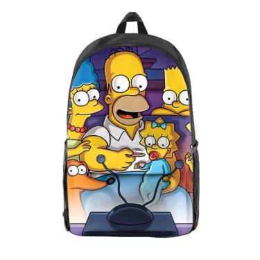 Imagem de Mochila escolar infantil Simpsons, impressa em 3D, Oxford, 29x16x42cm