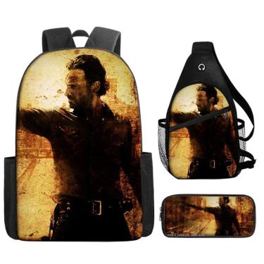 Imagem de Conjunto de mochilas Walkings Deads Anime, 3 unidades para mochila escolar infantil