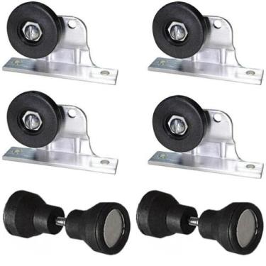 Imagem de Kit Roldana P/ Box Banheiro Acrílico 4 Roldanas 2 Puxadores - MOB COMP